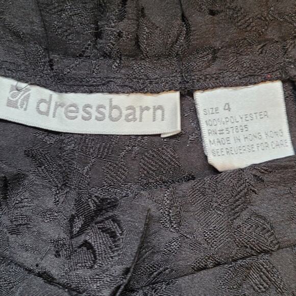 DRESSBARN Womens Black Floral Jacquard Dress Pants Sz 4 Back Elastic Minimalist - Picture 5 of 7
